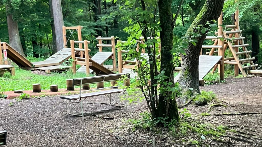 トリムの森 新潟の木製アスレチック遊具