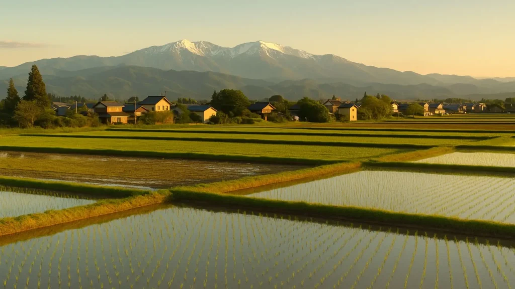 新潟の夕方の田園風景イメージ